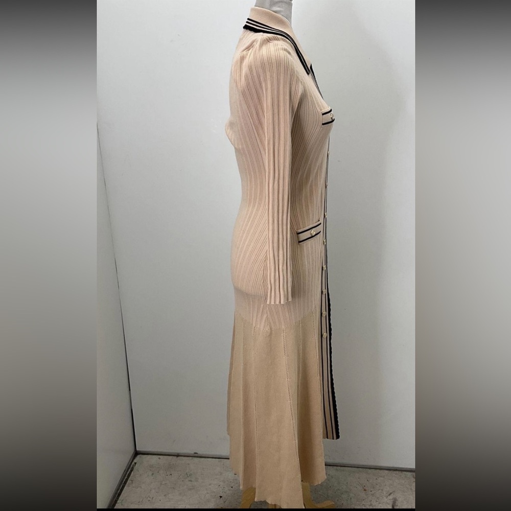 Sandro Beige nude Alexandrine ribbed knit dress size small - Picture 3 of 5